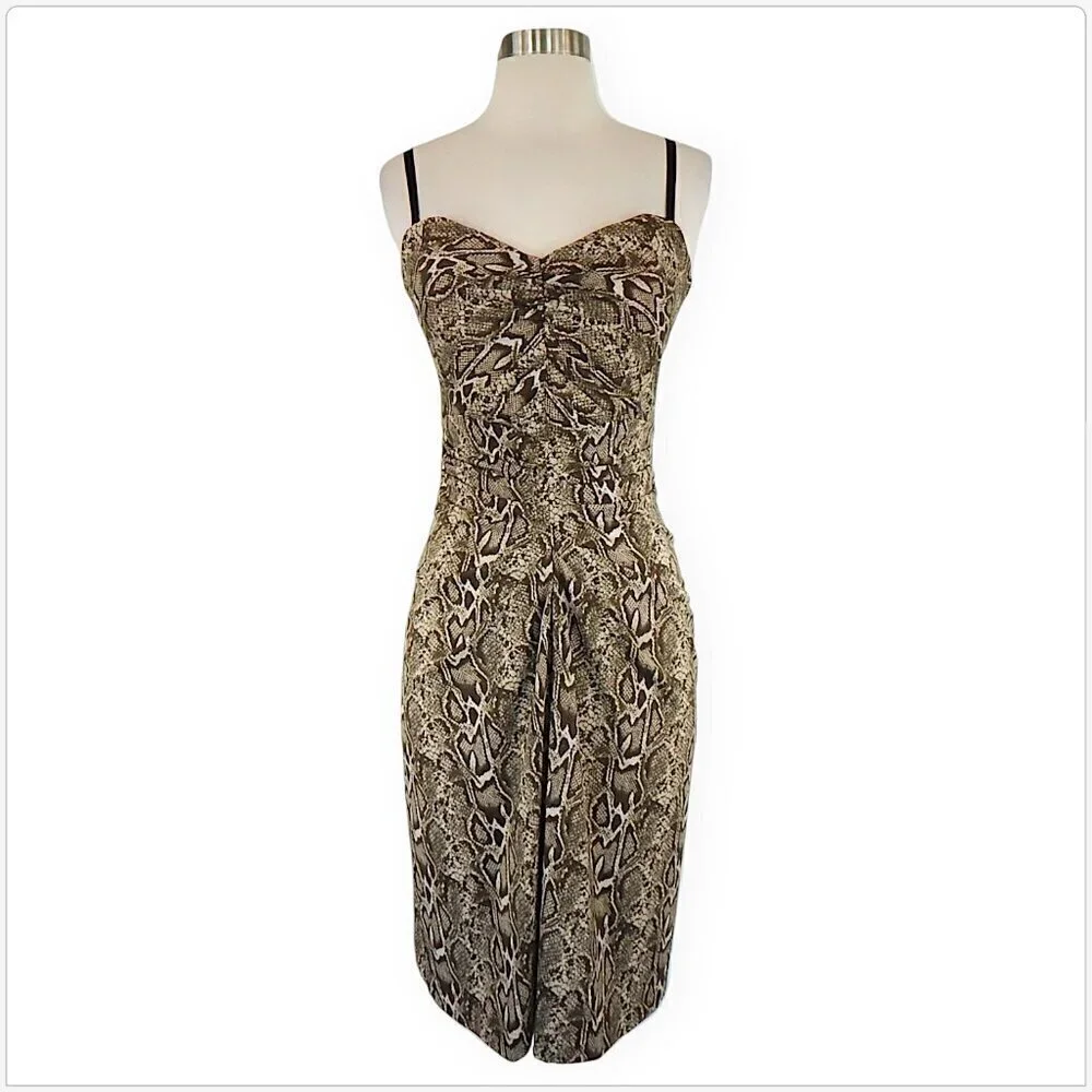 Mandalay Animal Snake Print Draped Stretch Slip with Boned Bodice Dress Sexy 6